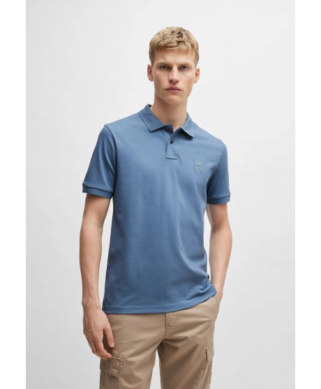Boss Slim-fit stretch-cotton polo shirt with logo patch