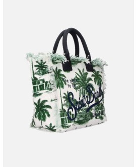 Cotton canvas Vanity tote bag tropical