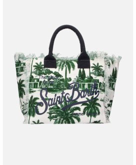 Cotton canvas Vanity tote bag tropical