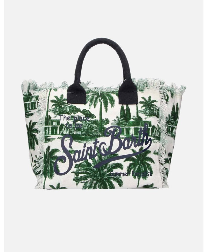 Cotton canvas Vanity tote bag tropical