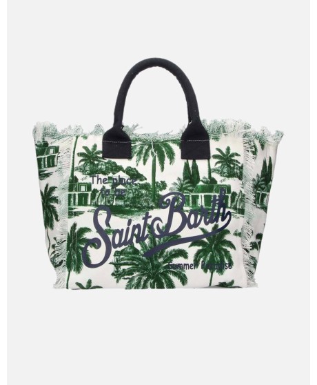 Cotton canvas Vanity tote bag tropical