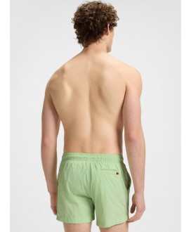 Fully lined swim shorts with red logo label