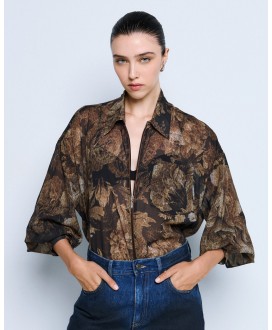 Πουκάμισο floral με φερμουάρ