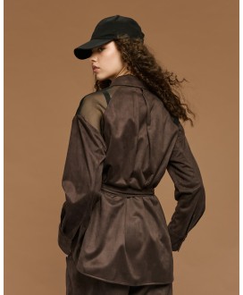 Τζάκετ suede με διαφάνεια