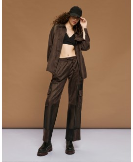 Τζάκετ suede με διαφάνεια