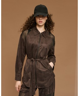Τζάκετ suede με διαφάνεια