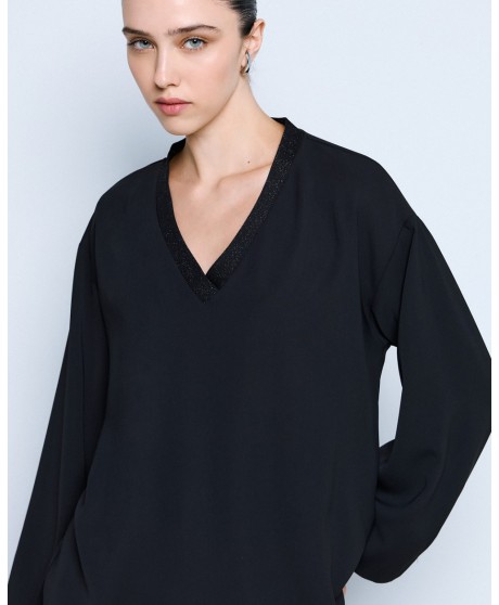 Μπλούζα με lurex V λαιμόκοψη