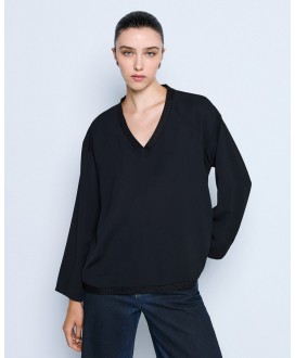 Μπλούζα με lurex V λαιμόκοψη