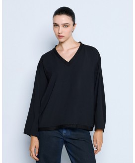 Μπλούζα με lurex V λαιμόκοψη