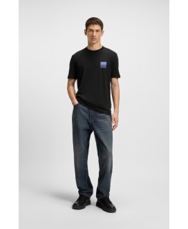 Cotton-jersey T-shirt with split-logo print