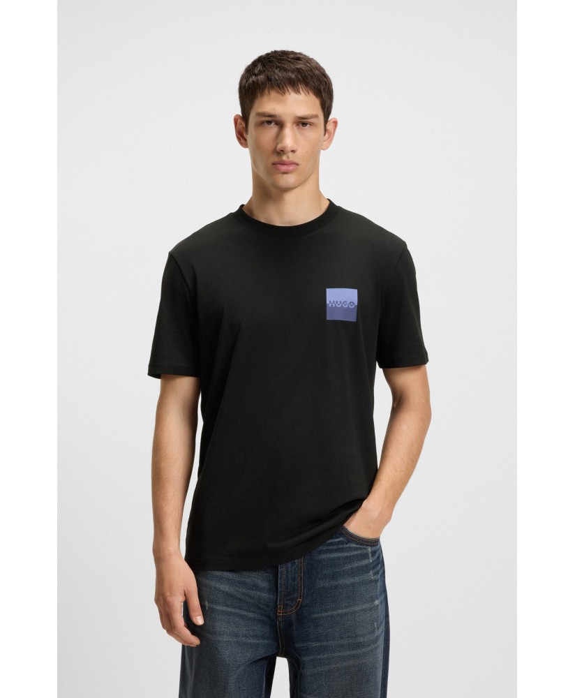 Cotton-jersey T-shirt with split-logo print