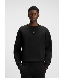 Cotton-blend sweatshirt with stacked-logo badge