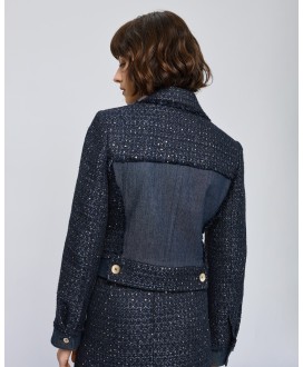 Σακάκι κοντό tweed με lurex