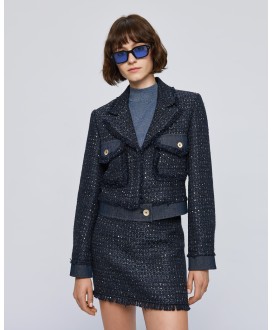 Σακάκι κοντό tweed με lurex