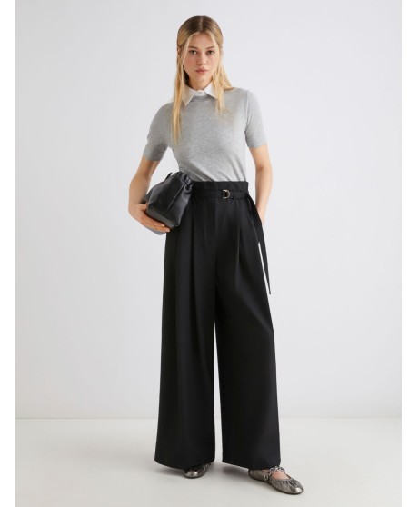 High-waisted trousers - BLACK