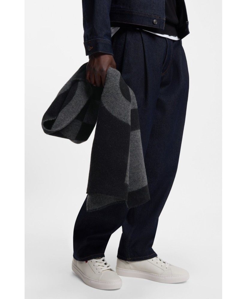 Wool-blend scarf with stacked logos