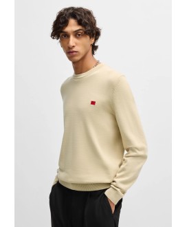 Cotton sweater with red logo label