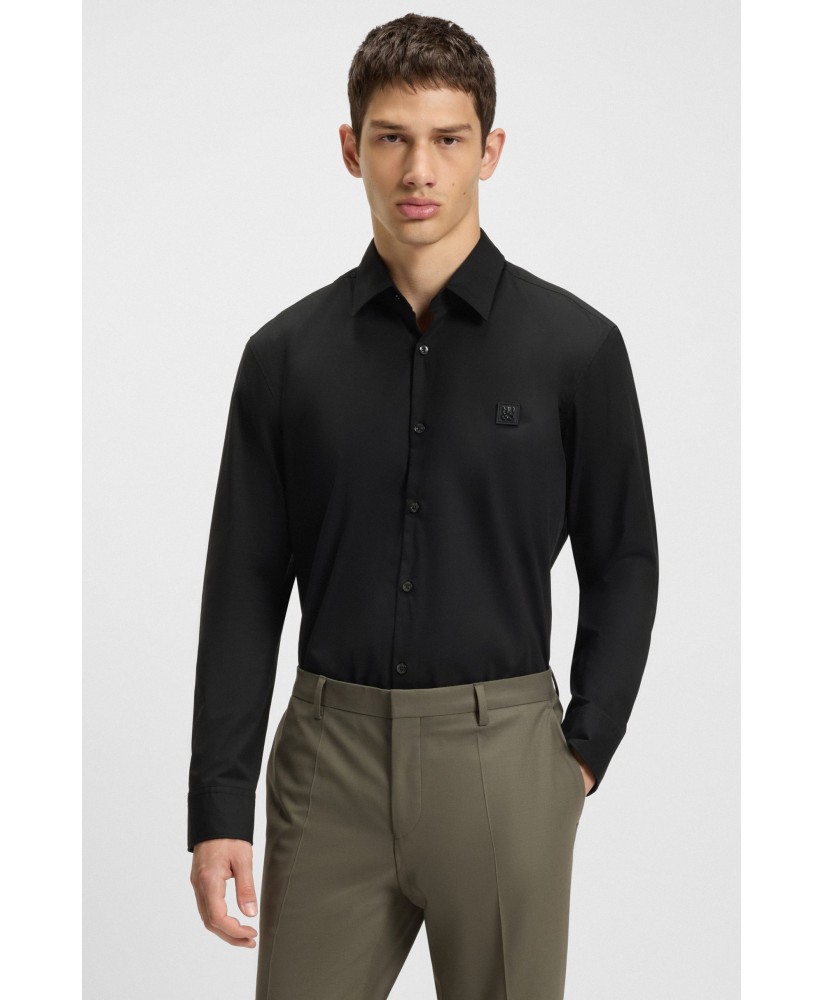 Slim-fit shirt in stretch-cotton canvas