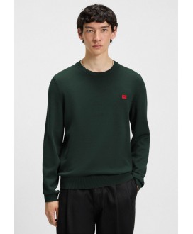 Cotton sweater with red logo label