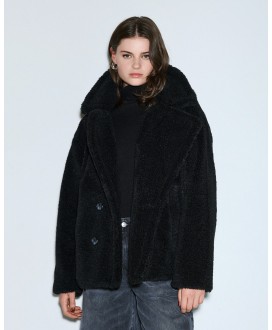 Μπουφάν σταυρωτό με συνθετική γούνα