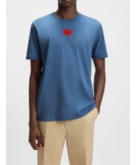 Cotton-jersey T-shirt with logo label