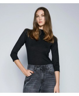 Μπλούζα πλεκτή ζιβάγκο με μανίκια 3/4