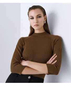 Μπλούζα πλεκτή ζιβάγκο με μανίκια 3/4