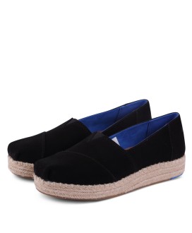 Platform alpargata black suede