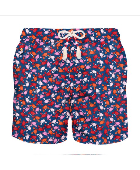 Lightweight fabric swim shorts Lighting with crab print