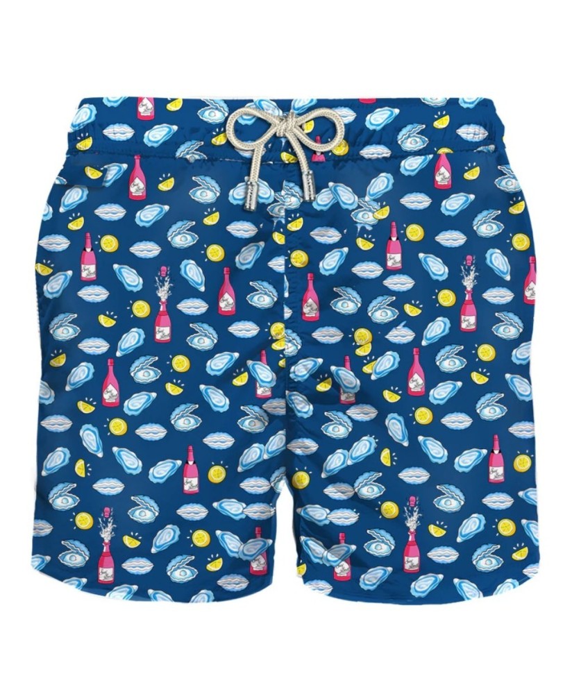 Lightweight fabric swim shorts Lighting with oyster print