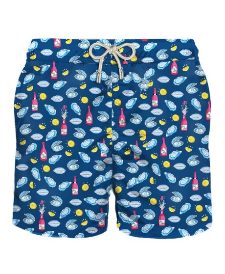 Lightweight fabric swim shorts Lighting with oyster print