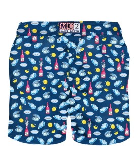 Lightweight fabric swim shorts Lighting with oyster print