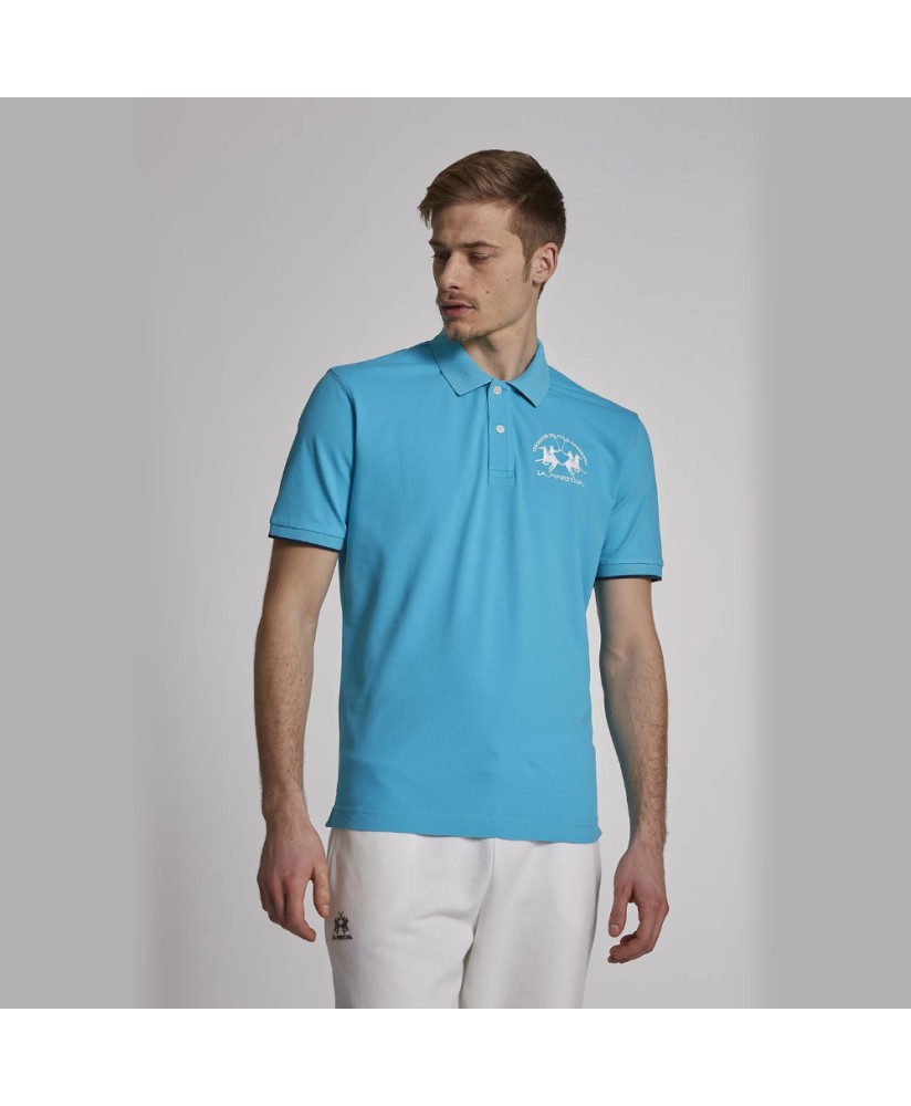 Men's short-sleeved regular-fit stretch cotton polo shirt