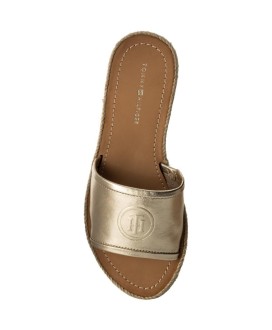 Metallic flat mule