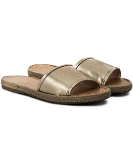 Metallic flat mule