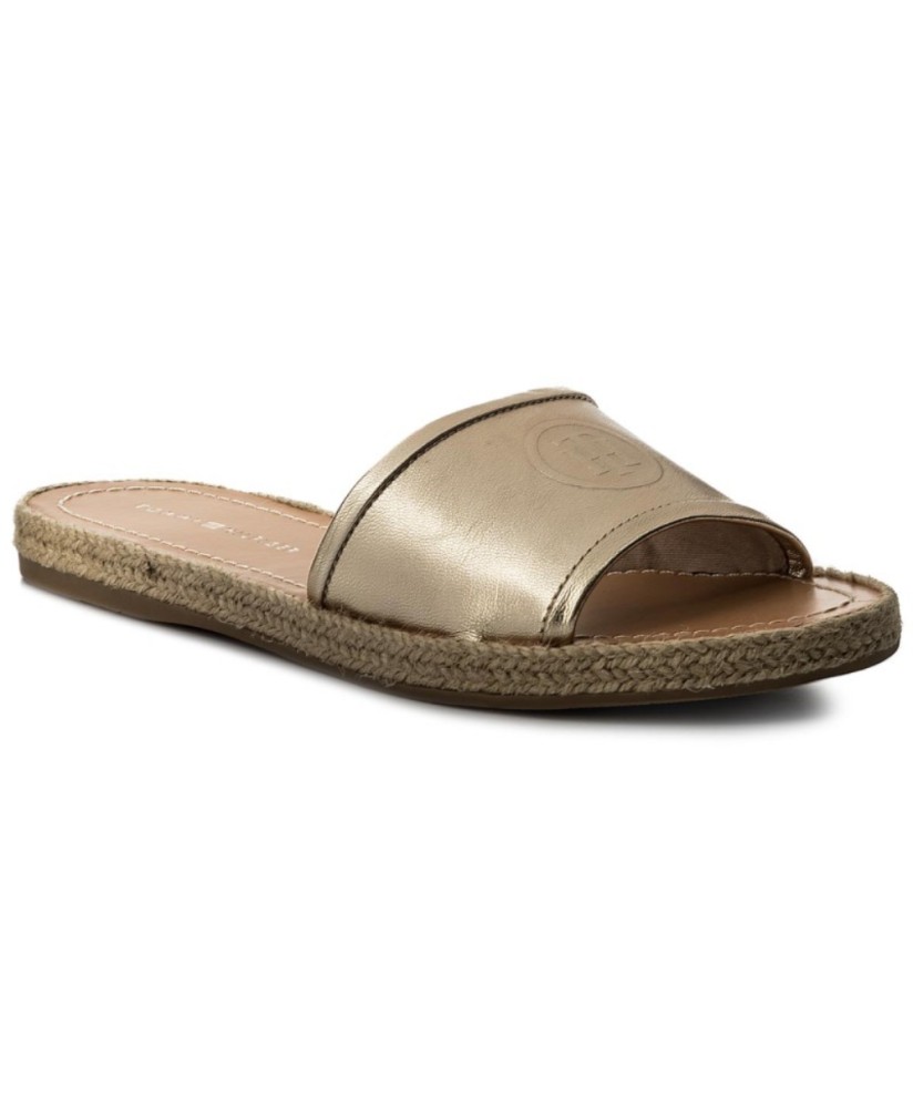 Metallic flat mule