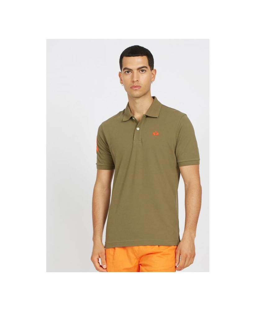 Short-sleeves polo in cotton-stretch slim fit