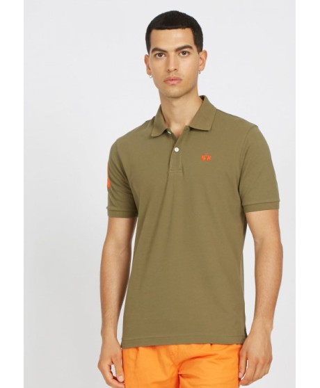 Short-sleeves polo in cotton-stretch slim fit