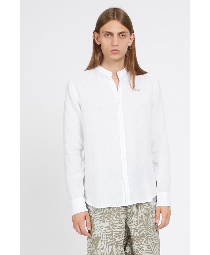 Regular fit 100% linen long-sleeved men's shirt