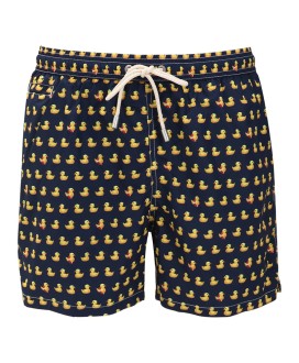 Man light fabric swim shorts with duck print