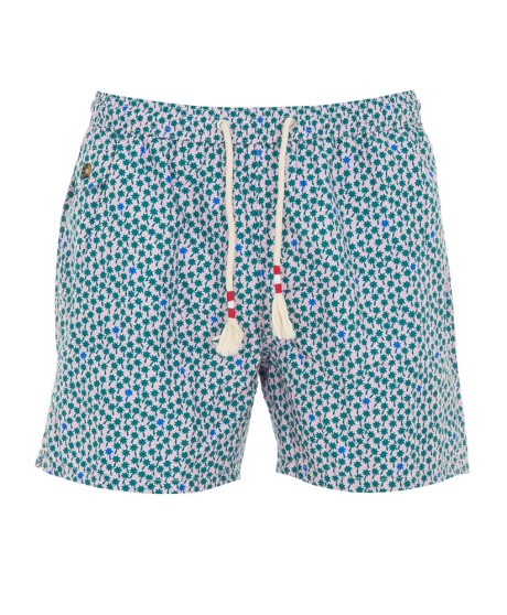 Light fabric swim shorts palms print