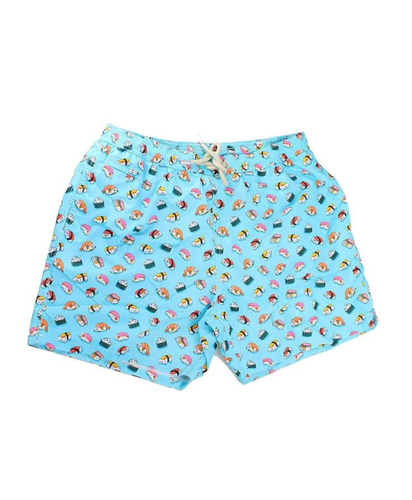 Light fabric swim shorts sushi cat