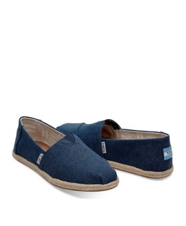 Classic Navy Washed Canvas Rope Sole